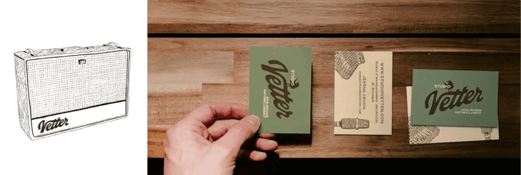 carte de visite vert nature humain studio musique lettrage lettering logo identité